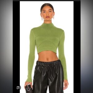NBD Olive Ribbed Crop Top